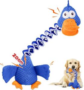 lot 4221 image: Interactive Puppy Toys, Dogs Toys for Aggressive Chewers, Retractable Tug of War Dog Toys, Durable Chewing Squeaky Dog Toys, Dog Toys for Small Medium Large Dogs -Blue Duck