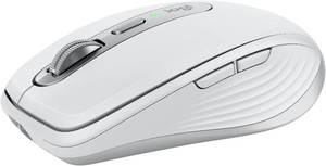 lot 4223 image: Logitech MX Anywhere 3S Compact Wireless Mouse, Fast Scrolling, 8K DPI Any-Surface Tracking, Quiet Clicks, Programmable Buttons, USB C, Bluetooth, Windows PC, Linux, Chrome, Mac - Pale Grey