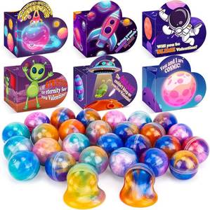 lot 4224 image: 30 Pack Valentines Day Gifts for Kids Classroom - Galaxy Slime Valentines for Kids with Valentine Day Cards for School, Class Valentines Day Exchange Gifts