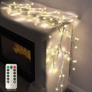 lot 4225 image: Hypestar Lighted Garland with Birch Branches 6FT 48 Warm Lights, Lighted Birch Garland with Timer,Pre Lit Birch Garlands for Bedroom Wall Chrismtas Indoor Decorations (Remote Control-721)