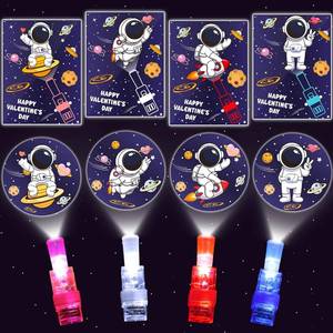 lot 4226 image: 28 Pack Valentine s Day Gifts for Kids Classroom LED Finger Lights Toys with Valentine Day Cards for Kids School, Valentines for Class Exchange Cards Gifts Prizes Party Favors for Boys Girls