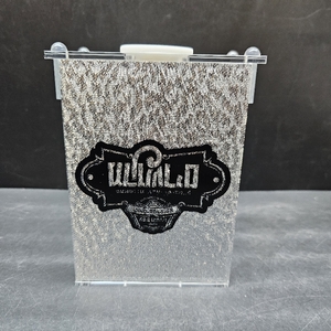 lot 4228 image: Rectangular acrylic Tzedakah boxes (charity boxes) featuring decorative silver filler inside the walls and specialized Hebrew branding.