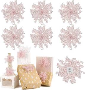 lot 4234 image: AIMUDI Curly Bows for Gift Wrapping 5 Christmas Burst Bows with Metallic Red Edge Self Adhesive Gift Bows for Presents, Treat Bags, Wine Bottles Party Favors Holiday Decorations - 6 Counts