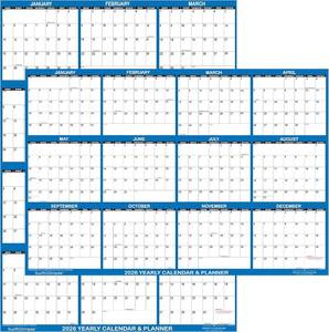 lot 4239 image: 24 x 36 SwiftGlimpse 2026 Wall Calendar Erasable Large Wet & Dry Erase Laminated 12 Month Annual Yearly Wall Planner, Reversible, HorizontalVertical, Navy