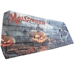 lot 4243 image: Halloween Garage Door Cover 6 x 13 Ft Decoration with Elastic Bands, Easy to Install, Large Halloween Banner Background for Outdoor Home Garage Door Party Decor - Zombies