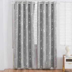lot 4255 image: Holawakaka Grey Silver Foil Printed Marble Grommet Blackout Curtain Gray Silvery Metallic Glitter Drapery for Living Room Bedroom Guestroom Home Decor,42x63