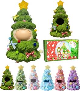 lot 4259 image: Christmas Clothes for LABUBU 17cm Doll (NO Doll), Handcrafted One-Piece Christmas Tree Outfits - Poms and Bows, Christmas Accessories for LABUBU, Perfectly Wrapped (Green)