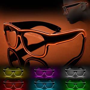 lot 4260 image: Wireless Light Up Glasses 3 Modes LED Luminous Glasses Glow in the Dark for Parties, 8 Pack Red and Green