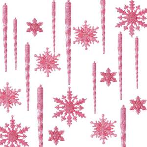 lot 4264 image: Chuangdi 72 Pcs Snowflake Icicle Ornaments for Christmas Tree Twisted Glitter Icicles Acrylic Hanging Drop Decoration for Winter Xmas Holiday Party New Year Outdoor Supplies(Pink)