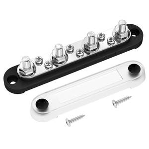 lot 273 image: DAIERTEK Negative Bus Bar 12V Marine 4 x 516 (M8) Terminal Studs 6 x M4 (#8) Terminal Screws Gound Bus Bar Black Negative Power Distribution Block for Automotive Boat Solar System - Retail $14