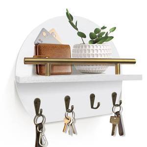 lot 277 image: KISENG Key Holder Wall Mount Mail Organizer with Shelf & 4 Hooks, Semicircle Decorative Key Rack, Rustic Key Hanger for Entryway, Apartment Essentials, Home Decor Aesthetic - Retail $9