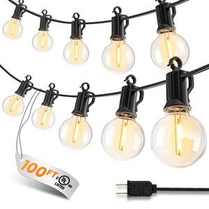 lot 287 image: Outdoor-String-Lights-Paio-Lights, 100FT (50FT2) 502 Shatterproof Bulbs Outdoor Patio Lights, IP65 Waterproof Connectable Hanging Outside Light for Backyard, Porch, Deck, Balcony, 2200K - Retail $45