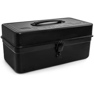 lot 293 image: Tosnail Metal Tool Box, 14 Portable Empty Toolbox with Handle, Latch Closure and Removable Divided Storage Tray, Heavy Duty Craftsman Tools Organizer, Black - Retail $29