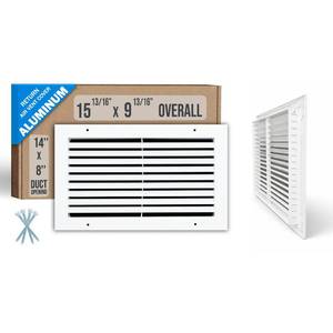 lot 302 image: Fits 14x8 Duct Opening  Aluminum Return Air Grille by Handua  Vent Cover Grill for Sidewall and Ceiling  Rust Free  Durable Powder Coating  HVAC Cold Air Intake Grille  White - Retail $33