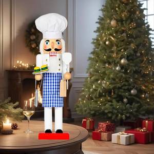 lot 309 image: Christmas Chef Nutcracker Decorations - 15 Inch Handmade Wooden Baking Cook Nutcracker Figures Rolling Pin Cookie Cutters Ornaments Gifts for Christmas Ornaments Home Table Office Party Holiday - Retail $19