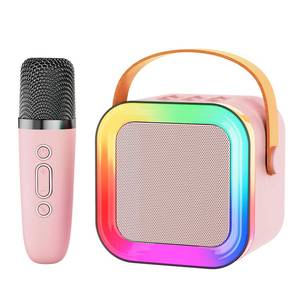 lot 320 image: Mini Karaoke Machine Speaker for Kids Adults,Portable Bluetooth with 1-2 Wireless Microphones,Christmas Birthday Gifts Toys Girls Boys Ages 4, 5, 6,7, 8,9,10,11,12 Years Old Toddler (Pink - 1 Mic) - Retail $15