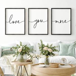 lot 323 image: Heiple Love You More Sign Set of 3 Framed Above Bed Wall Decor Farmhouse Bedroom Decor Wood Art Rustic Master Bedroom Essentials Home Decoration (Black, 11��x14��) - Retail $31