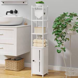lot 326 image: Kitsure Toilet Paper Holder Stand �� Compact Bathroom Storage Cabinet for Extra Rolls and Small Items, Bathroom Organizers and Storage for Small Spaces, Living Room, Bedroom, 38.3 H, White - Retail $4,275