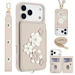 lot 353 image: Kimiyaki for iPhone 17 Pro Wallet Case, Magnetic Snap Flip Leather Cover with Flower Design Credit Card Holder Stand Wristband��iPhone 17 Pro Protective Phone Case for Women - Retail $17