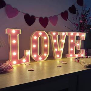 lot 358 image: Valentines Day Decorations -4 LED Marquee Light Up Letters LOVE for Home Valentines Shelf Mantel Fireplace Tabletop Wedding Party Decorations - Retail $37