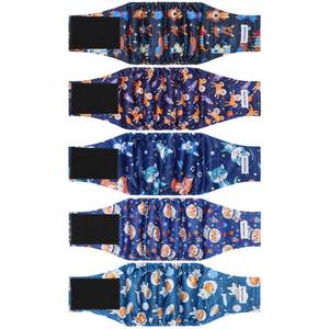 lot 368 image: Barklincharm 5 Pack Dog Diapers Male, High Absorbing Dog Wraps, Belly Bands for Male Dogs with Incontinence or Frequent Urination, Washable Doggie Diapers S, Space - Retail $13
