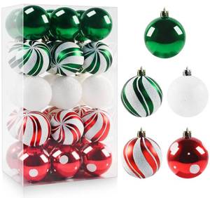 lot 374 image: 30PCS Christmas Ball Ornaments, 2.36 Red Green White Xmas Balls Decoration, Shatterproof Christma Balls Ornaments for Xmas Tree, Painting & Glittering Hanging Ball for Party Event - Retail $16