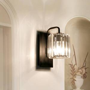 lot 375 image: Grneric Crystal Wall Sconces,Black Sconce Wall Light Fixtures Modern Sconces Wall Lighting Single Indoor Wall Sconce for Living Room Bathroom Hallway Stairway Bedroom 10 Inch - Retail $48