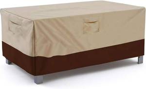 lot 387 image: Vailge RectangularOval Patio Table Cover, Heavy Duty and Waterproof Outdoor Lawn Patio Furniture Covers (Beige&brown, 108Lx70Wx28H) - Retail $49