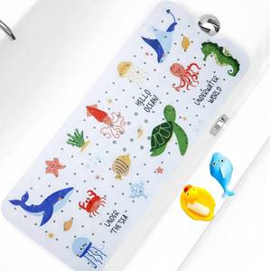 lot 392 image: Baby Bath Mat for Tub Non Slip Kids Bathtub Mat Extra Long 40X16 Inch Toddler Bath Tub Shower Mat Anti Slip with Suction Cups & Drain Holes, Machine Washable (Under the sea) - Retail $20