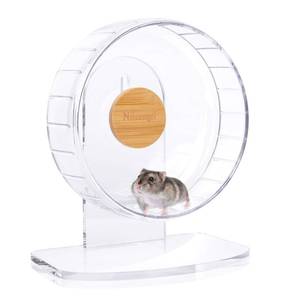 lot 395 image: Niteangel Super-Silent Hamster Exercise Wheels - Quiet Spinner Hamster Running Wheels with Adjustable Stand for Hamsters Gerbils Mice Or Other Small Animals (S, Transparent) - Retail $34