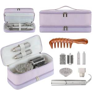 lot 398 image: BAGCRAZY Travel Carrying Case for Dyson Shark Flexstyle Revlon Hair Dryer Airwrap, Double-Layer Dyson Airwrap Travel Case Shark Hair Tools Storage Bag for Airwrap Styler and Attachments, Purple - Retail $20
