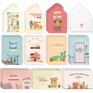 lot 416 image: Motiskyy 120 Pcs Happy Home Anniversary Cards 4 x 6 in Real Estate Agent Supplies Closing Gifts Thank You Notes Bulk Blank New Home Card Congratulations Welcome House with Envelopes and Stickers