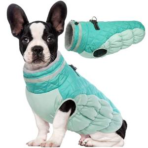 lot 424 image: Lelepet Dog Coat Warm Dog Winter Coat Waterproof Dogs Jacket with Harness Built in Reflective Pet Fleece Vest Zip-Up Cold Weather Coats for Medium Dogs Turtleneck Windproof Dachshund Mint Green M - Retail $39