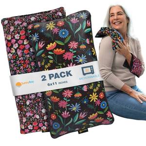 lot 427 image: SunnyBay Small Microwave Heating Pad, Microwavable Versatile ColdHeated Neck and Shoulder Wrap for Back Pain and More, Moist Heat Cotton-Fleece Pad, 6x11 Inches, Meadow & Melody Flowers, Pack of 2 - Retail $27