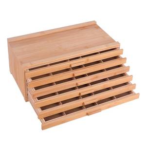 lot 436 image: Vencer 6 Drawer Bamboo Artist Supply Storage Box with Separate Compartments for Organizing Pencil,Pen,Pastel,Marker Set,Brushes & Stamp,VAO-007 - Retail $43
