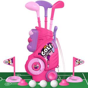 lot 438 image: Liberry Toddler Golf Set with Putting Mat for 2 3 4 Years Old Boys Girls, Upgraded Kids Golf Cart with Unique Shoulder Strap Design, Indoor and Outdoor Golf Toys Gifts (Pink) - Retail $31