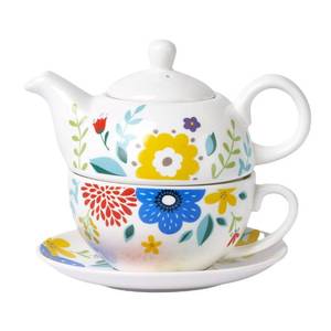 lot 439 image: CHILDIKE Tea for One Set, Porcelain Teapot for One and Cup Set, Tea Set for One, Floral Tea Set for Gift, Women, Garden Spring - Retail $25