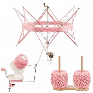 lot 440 image: Lounsweer 3-in-1 Yarn Winder Swift and Wooden Yarn Holder Dispenser, Complete Ball Winder Kit with Double Axis Spinner for Knitting Crocheting Roller Crafts(Pink)