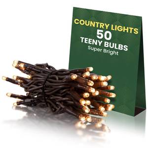 lot 450 image: Teeny Lights 50Ct Brown - Warm Mini Bulbs with Brown Cord - IndoorOutdoor Water-Resistant Farmhouse String Lights for Patio, Wedding, Home Decor, Rustic Christmas - Retail $18
