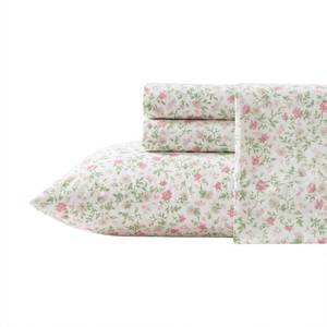 lot 465 image: Laura Ashley - Twin Sheet Set, Super Soft Cotton Percale Bedding Set with Matching Sham, Oeko-Tex Certified (Bonnie Pink, Twin) - Retail $47