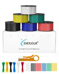 lot 467 image: ENERJOUR 22 Gauge Wire 156FT, 22 AWG Flexible Silicone Cable, 6 Colors Each Wire Spool 26FT, Stranded Tinned Copper Cable Hook up Wiring kit for 12V 24V, DIY, Automotive, Battery, 200�� - Retail $15