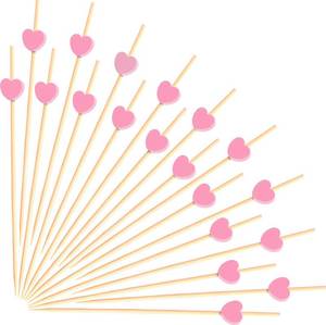 lot 471 image: 100pcs Pink Heart Cocktail Picks 4.7 Long Fruit Sticks Food Toothpicks Sandwich Appetizer Charcuterie Skewers, Made of Bamboo Wood, for Birthday Wedding Valentines Galentines Day Party Decorations - Retail $5