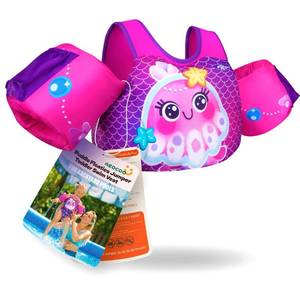 lot 486 image: AEOCOO Puddle Float Jumper 20-30-50 Pounds, Toddler Swim Vest for 1-3-5 Years Old, Pool Floats with Swimming Arm Floaties Swim Jacket with Water Wings for Kids Swimmies, Boys, Girls, Ni�os, Seajelly - Retail $26