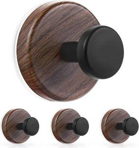lot 507 image: Kuangpu 4 Pack Walnut Suction Cup Hooks - Retail $9