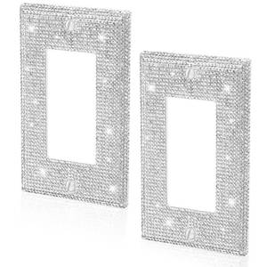 lot 511 image: 2 Pcs Silver Rhinestones Light Switch Cover,Silver Shiny Crystal Wall Plates Bling Decorative Wall Plate Single Toggle for Kitchen,Bedroom - Retail $8