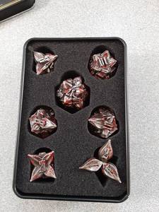 lot 512 image: ARUOHHA DND Metal Dice Set Leaf Design Polyhedral Dice with Box, 7PCS D and D Dice RPG Role Playing Games D20 D12 D10 D8 D6 - Retail $22