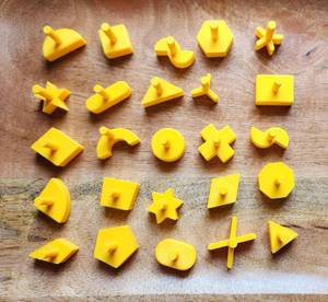 lot 514 image: Perfection Game Replacement Pieces �� Complete 25-Pack Yellow Shape Pegs Compatible with Classic Perfection Board Game - Retail $10