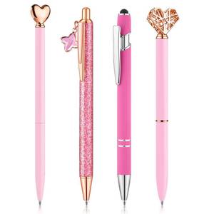 lot 520 image: BESARME 4 Pcs Pink Pens for Women, Pink Gifts for Girls First Mothers Day Gifts Diamond Pen Black Ink Cute Pens for School Office Supplies - Retail $8