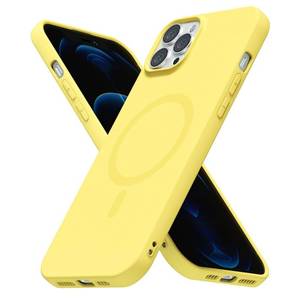 lot 522 image: LoeoeL for iPhone 12 Pro Max Case Silicone Mag Safe, Compatible with Magsafe Ultra Slim Thin Magnetic Phone Case for Women Girls, Soft Rubber Gel Matte TPU Solid Color Minimalist Cover, Yellow - Retail $8
