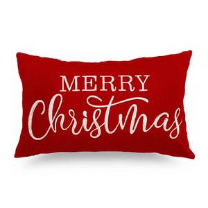 lot 528 image: LOMCHEN Red Christmas Lumbar Pillow Cover 12x20 Inches for Xmas Decorations Merry Christmas Throw Pillow Covers Winter Holiday Cushion Case Decoration for Sofa Couch - Retail $10